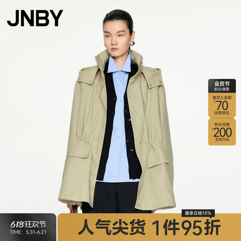 JNBY/江南布衣春秋风衣女中长款宽松休闲棉质立领外套5O8911830