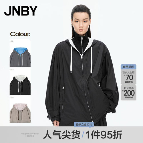 【秋冬上新】JNBY/江南布衣25秋风衣宽松连帽长袖5P8911700