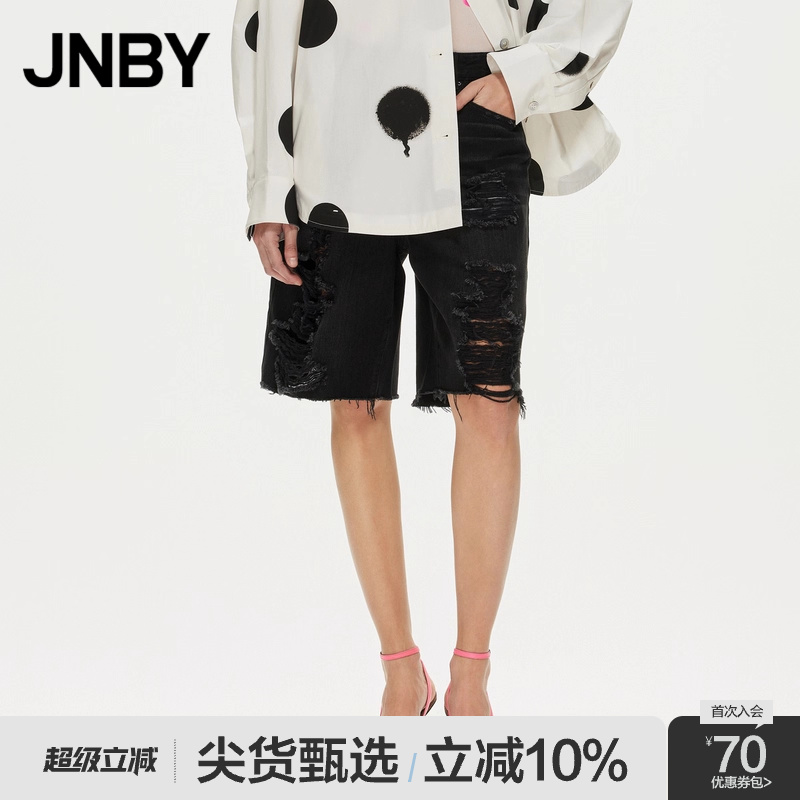 直筒宽松牛仔短裤JNBY/江南布衣