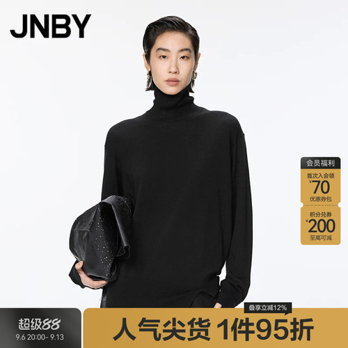 JNBY/江南布衣秋冬含羊绒高领针织毛衫宽松休闲上衣5OA310850