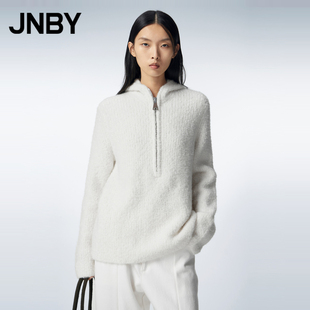 江南布衣秋冬连帽半拉链设计毛针织衫 JNBY 柔软舒适上衣5N0312790
