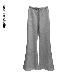 显瘦垂感简约直筒休闲运动阔腿喇叭裤 美式 抽绳修身 女秋季 微喇卫裤