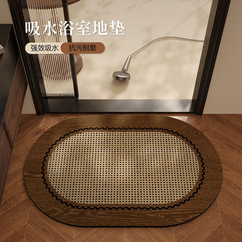 简约中古硅藻泥地垫吸水防滑耐蹭脚垫卫生间防污防潮易干浴室地垫