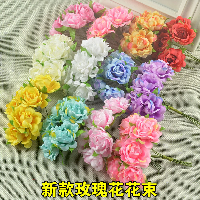 2017新款diy头饰手工制作 仿真花朵花环材料 小玫瑰一束6朵