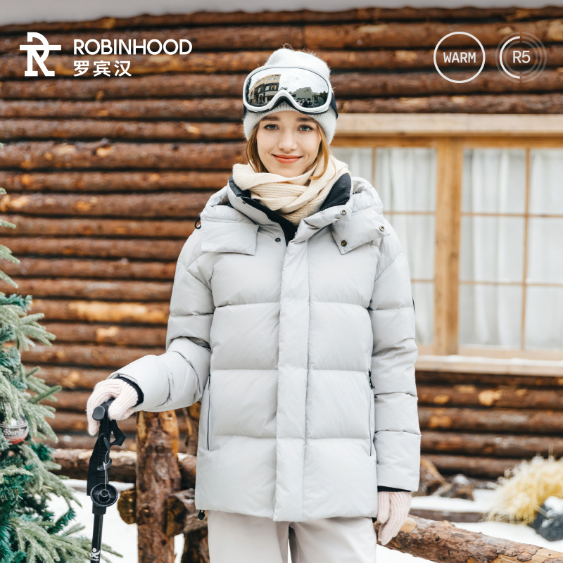 罗宾汉白鸭绒短款连帽羽绒服冬季新款八防远红外蓄热保暖加厚外套