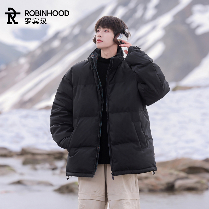 罗宾汉美式羽绒服时尚简约立领