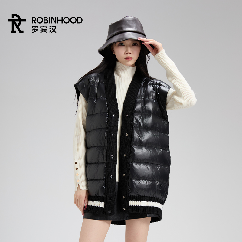 罗宾汉鹅绒羽绒马甲女2025秋冬新款内穿贴身坎肩鸭绒内胆保暖背心