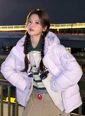 【杨超越紫钻同款】罗宾汉新紫色白鹅绒羽绒服时尚保暖短女款外套