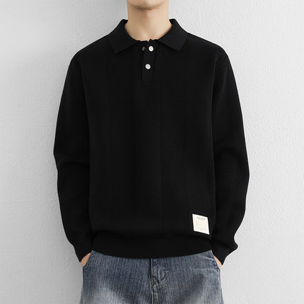 GXG2025年秋冬季新款纯色针织衫打底衫斜纹棉poIo翻领毛线衣卫衣