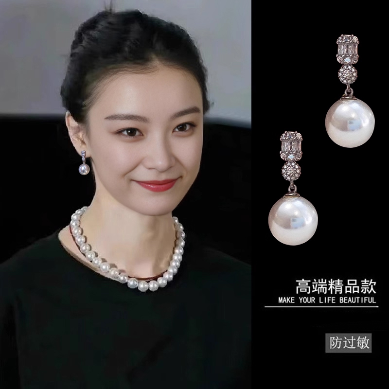 刘亦菲同款珍珠耳钉耳夹耳环耳饰