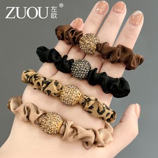 进口头绳头饰发绳韩国高级感豹纹大肠发圈女扎头发丸子头发饰新款
