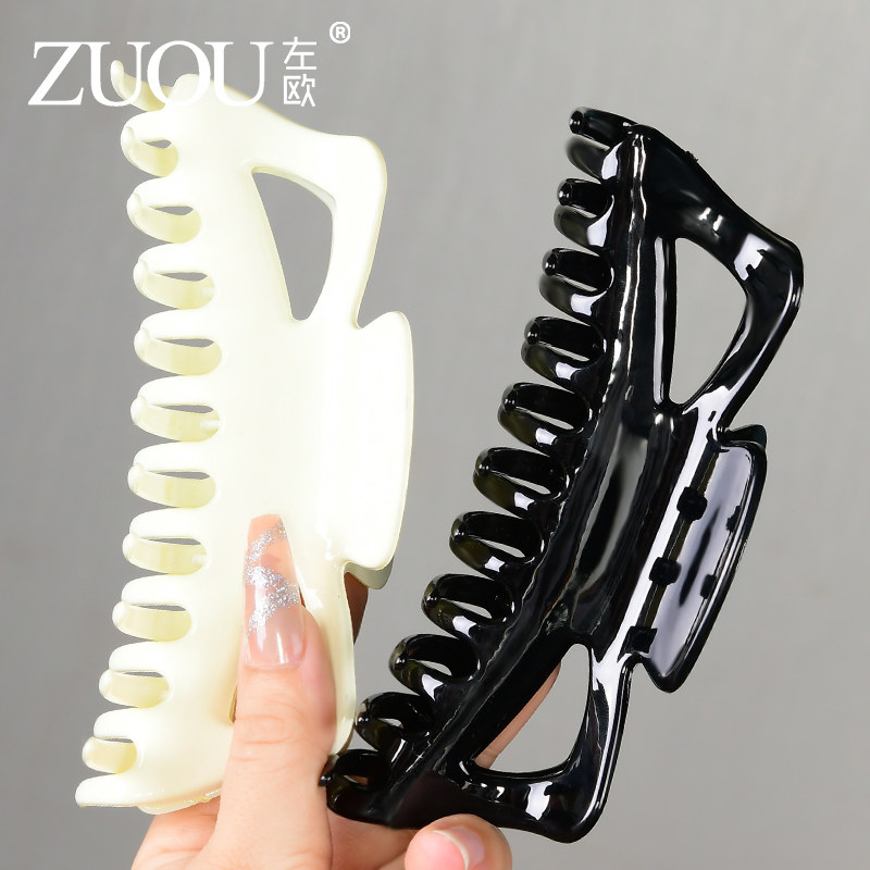 大号抓夹14cm发量多厚头发发夹后脑勺高级感高端白色洗澡鲨鱼夹女