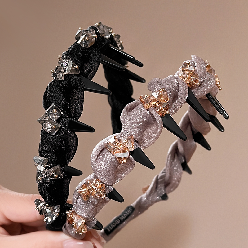 高级感水晶发箍减龄带齿防滑