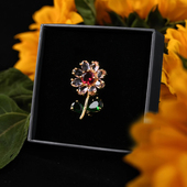 一举夺魁向日葵胸针女高端锆石水钻花朵胸花防走光扣别针礼盒送礼