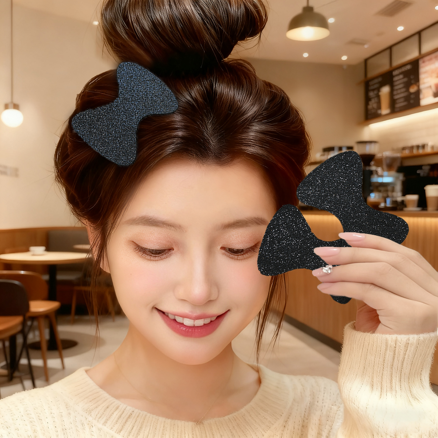 刘海贴不伤发蝴蝶结魔术贴粘粘贴