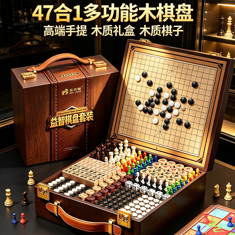 儿童多功能棋盘套装多合一桌游五子棋中国象棋类益智玩具跳棋围棋