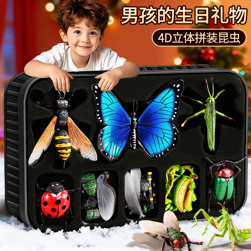 仿真实心4D拼装昆虫动物模型