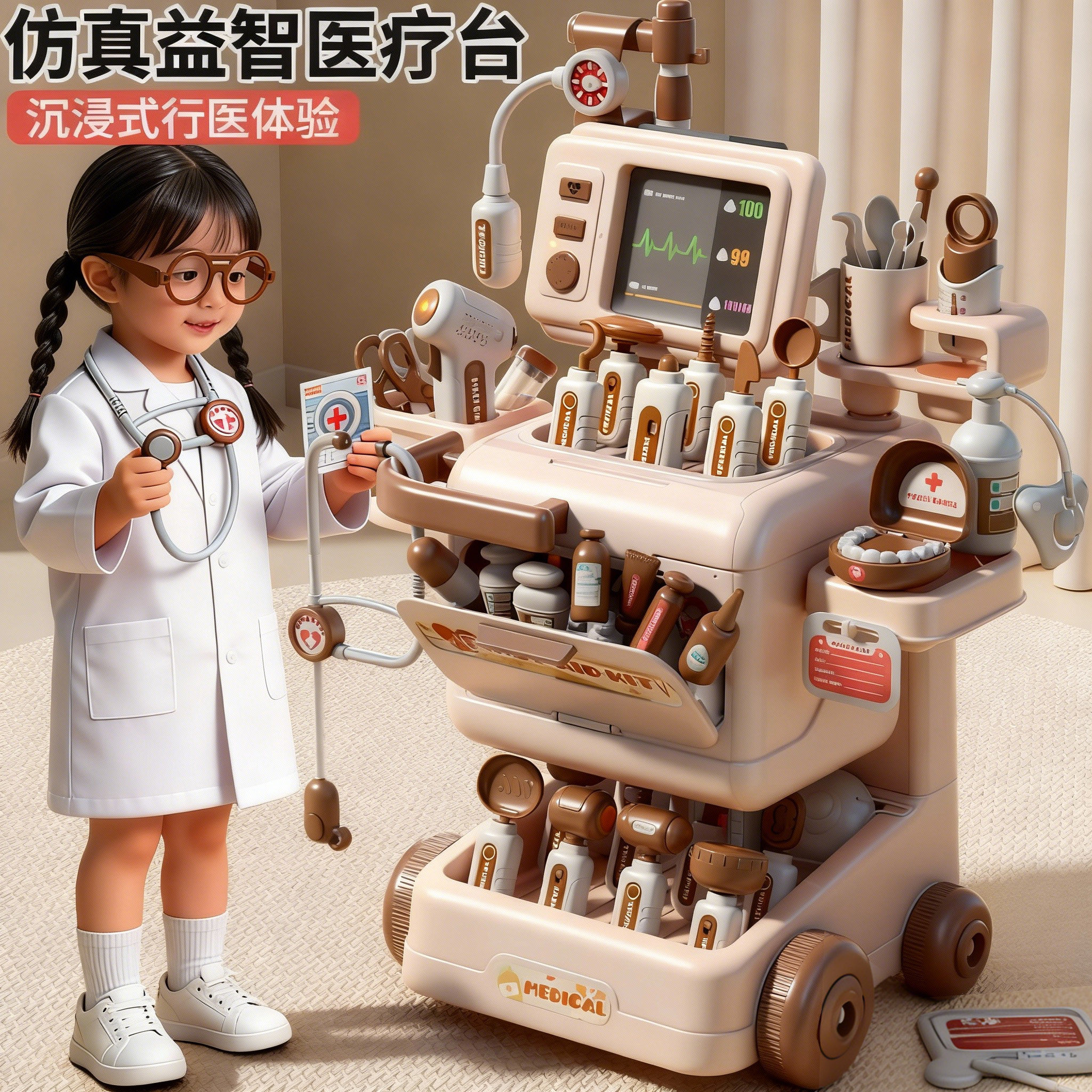 儿童小医生玩具套装女孩子3过家家听诊器6手术台护士扮演看病打针,玩具/童车/益智/积木/模型,过家家玩具,淘宝优惠券,粉丝福利购,淘宝优惠卷