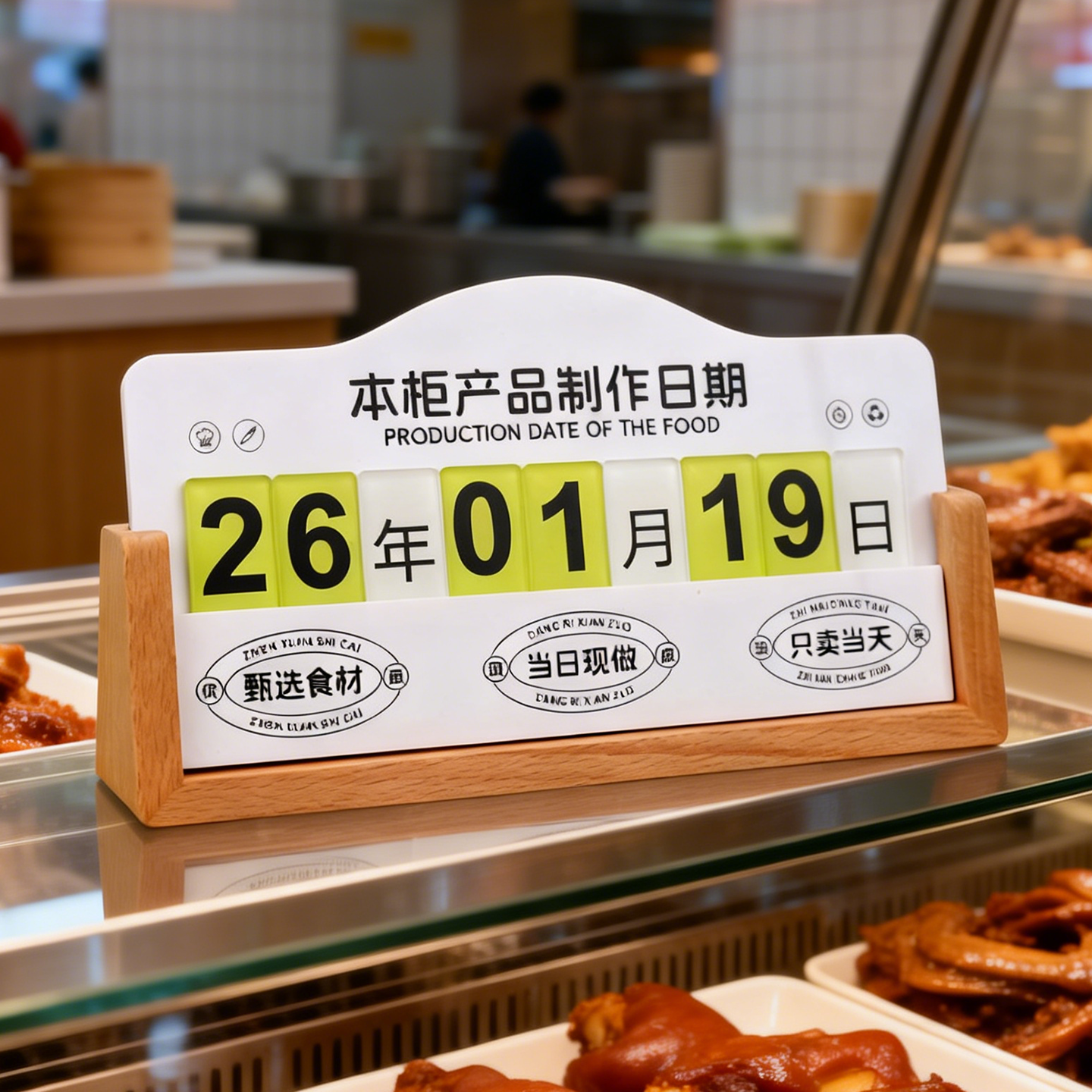 面包烘焙寿司熟食食品生产日期可更换制作日期标识亚克力展示台牌