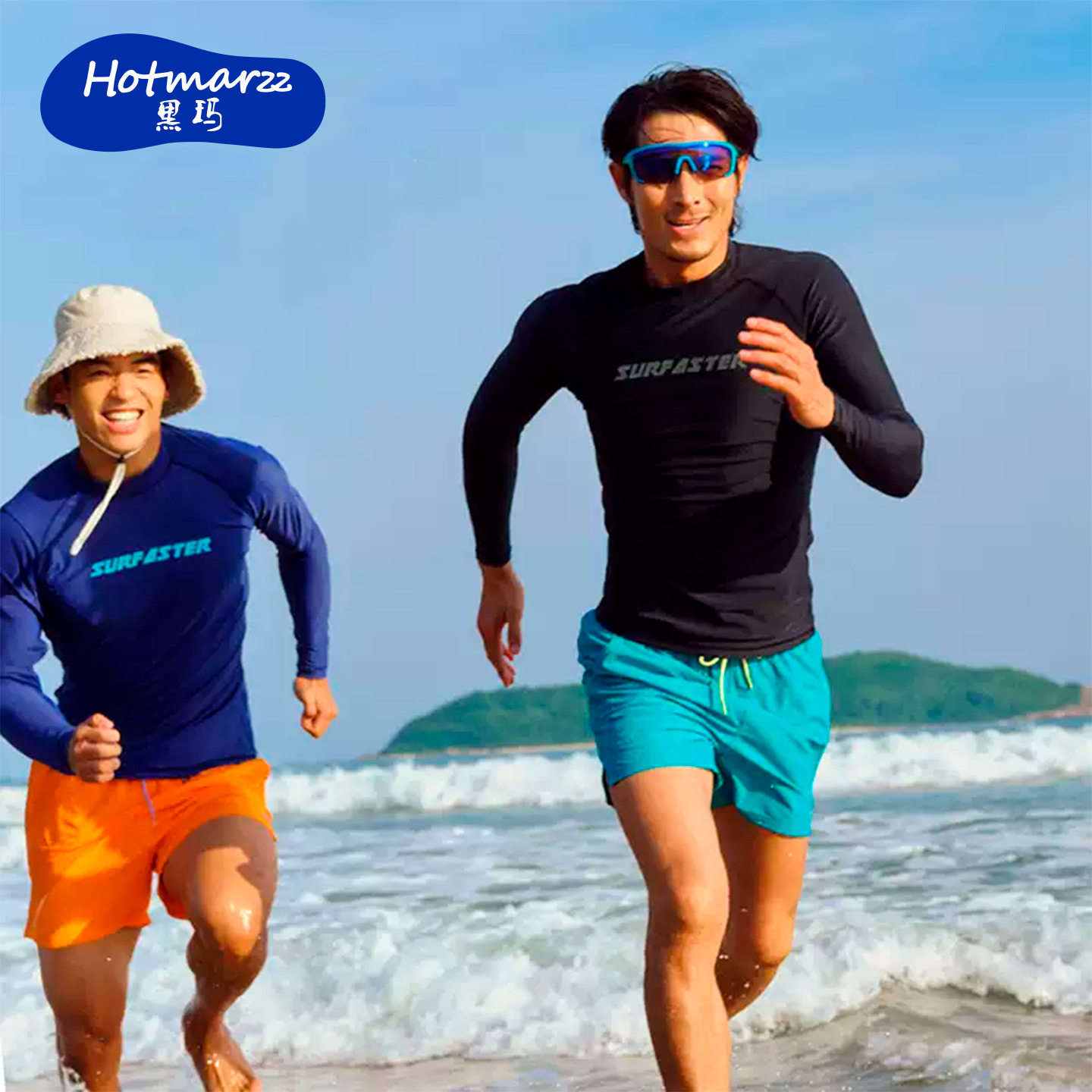 黑玛/hotmarzz男士长袖泳衣夏季新款防晒海边沙滩冲浪游泳装备