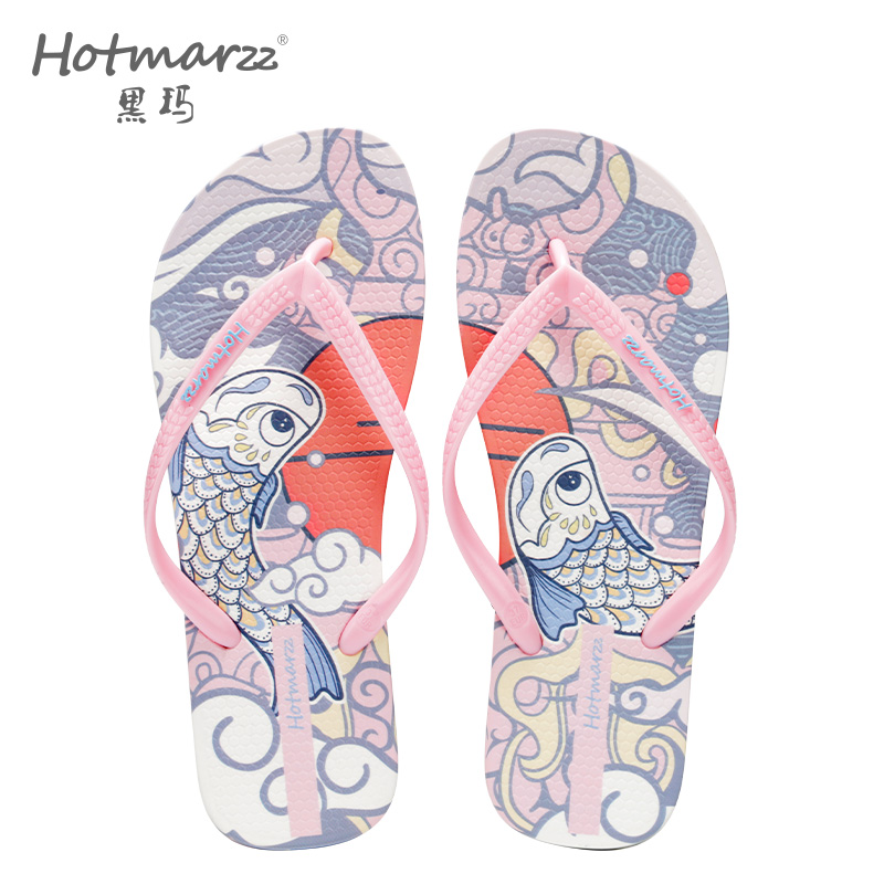 hotmarzz/黑玛人字拖女夏季外穿时尚夹脚防滑夹板海边沙滩凉拖鞋
