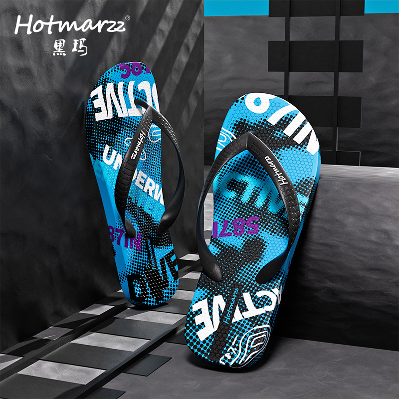 hotmarzz/黑玛人字拖男士防滑耐磨夹板新款夏季外穿夹脚拖鞋凉拖