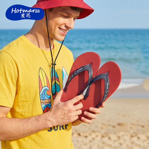 hotmarzz/黑玛拖鞋男夏人字拖鞋男外穿户外夹脚防滑海边沙滩凉拖