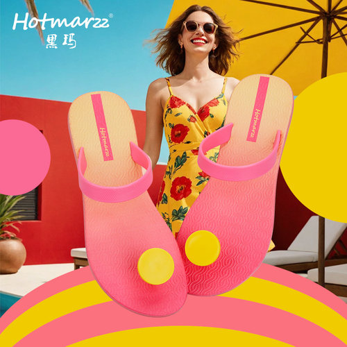 hotmarzz/黑玛夹脚拖鞋女外穿沙滩海边时尚凉拖防滑夹趾拖鞋新款