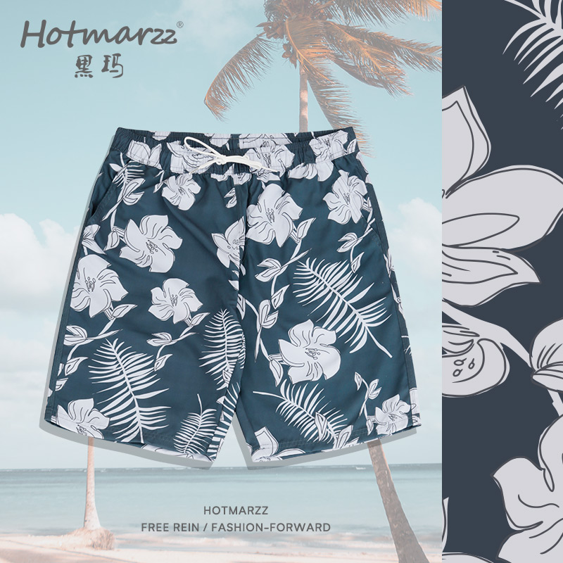 hotmarzz/黑玛沙滩泳裤男可下水夏季三亚海边冲浪速干裤时尚印花