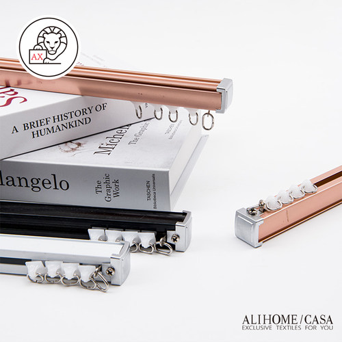 【ALIHOME】静音加厚直轨道系列铝合金特厚顶装侧装窗帘窗纱卧室