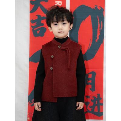 过年红色中式儿童拜年服