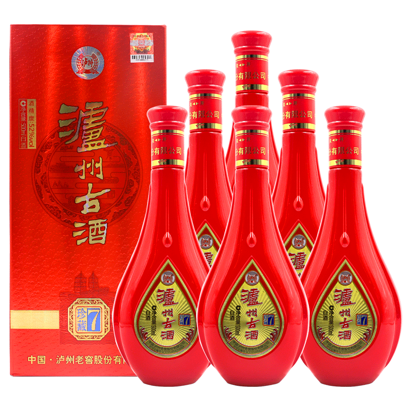泸州古酒珍藏7白酒52度500ml*6瓶整箱装婚宴聚会团圆宴请