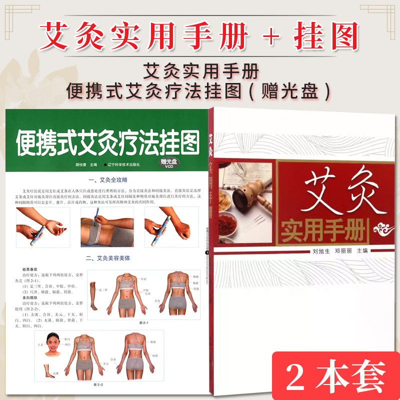 【全2册】艾灸实用手册+便携式艾灸疗法挂图(赠光盘) 刘旭生 邓丽丽主编 中国中医药出版社
