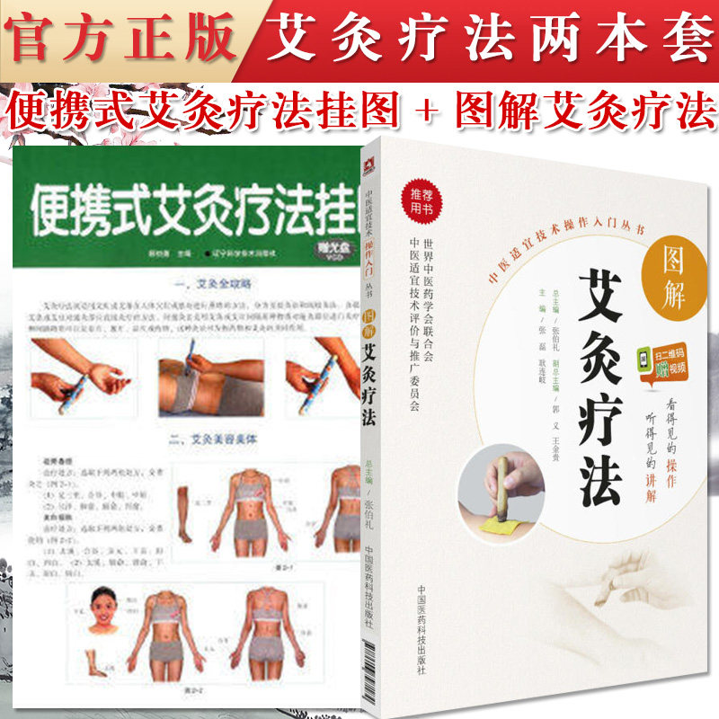 便携式艾灸疗法挂图(赠光盘)+中医适宜技术操作入门丛书—图解艾灸疗法 中医针灸推拿按摩书籍