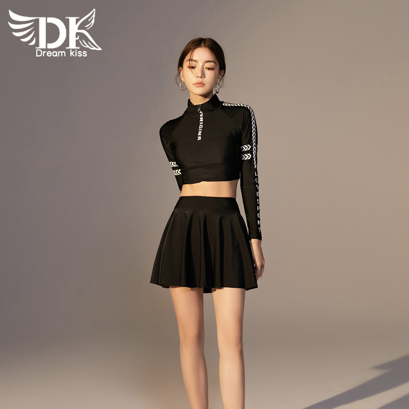 DK2023新款泳衣女长袖长裤防晒分体三件套遮肚显瘦保守潜水游泳装