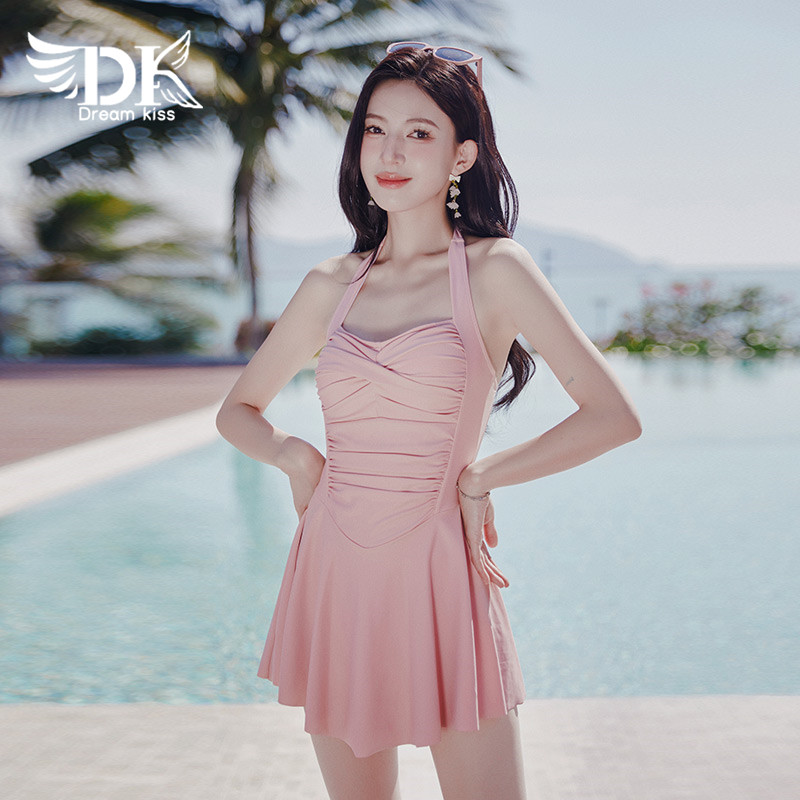 DK游泳衣女2025新款高级感连体裙式小胸聚拢遮肚显瘦温泉保守泳装