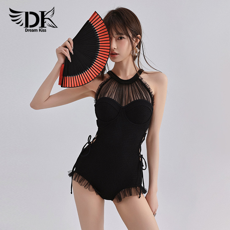 DK游泳衣女2025新款连体小胸性感遮肚显瘦泡温泉绝美成人女士泳装