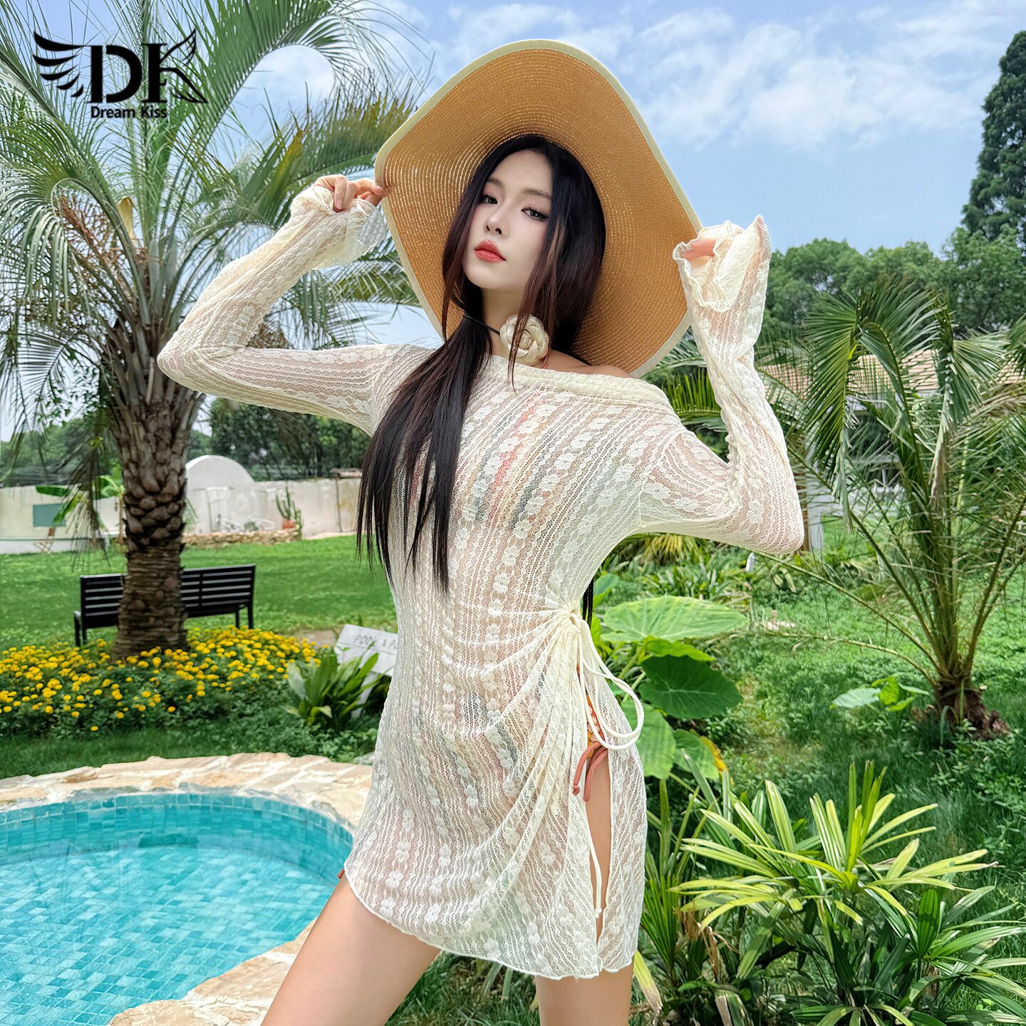 DK分体泳衣女泡温泉三件套罩衫2026新款高级感海边度假热辣比基尼