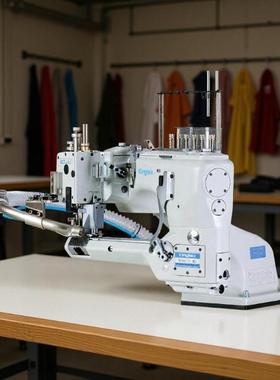 台湾Kingtex宝狮牌四针六线拼缝机曲臂无骨拼拼接装饰缝纫机