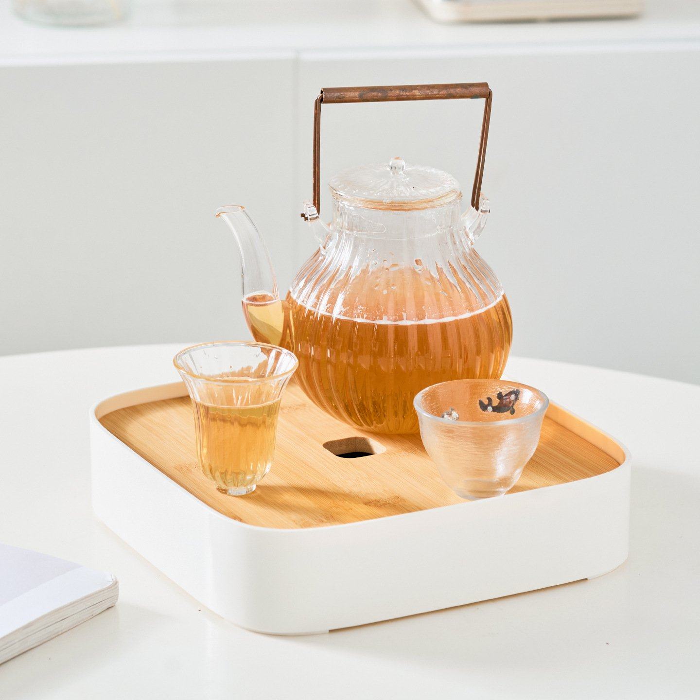 进口日式简约沥水茶盘托盘家用客厅小型茶台茶几茶杯功夫茶竹木沥