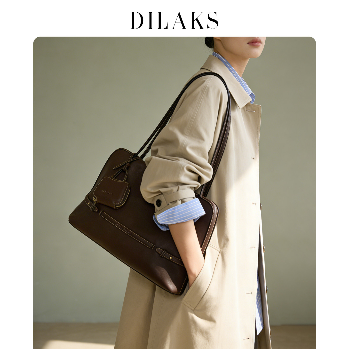 DILAKS迪莱克丝2026新款植鞣牛皮公文包通勤女包轻奢单肩包吐司包