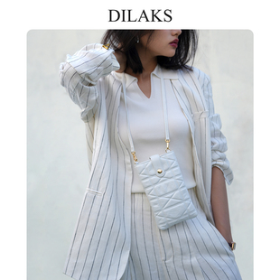 DILAKS迪莱克丝真皮菱格手机包迷你小包包女士通勤斜挎包