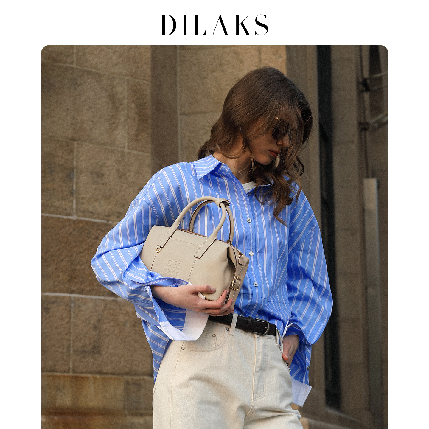 DILAKS迪莱克丝正品女包真皮手提波士顿包保龄球包通勤女包斜挎包