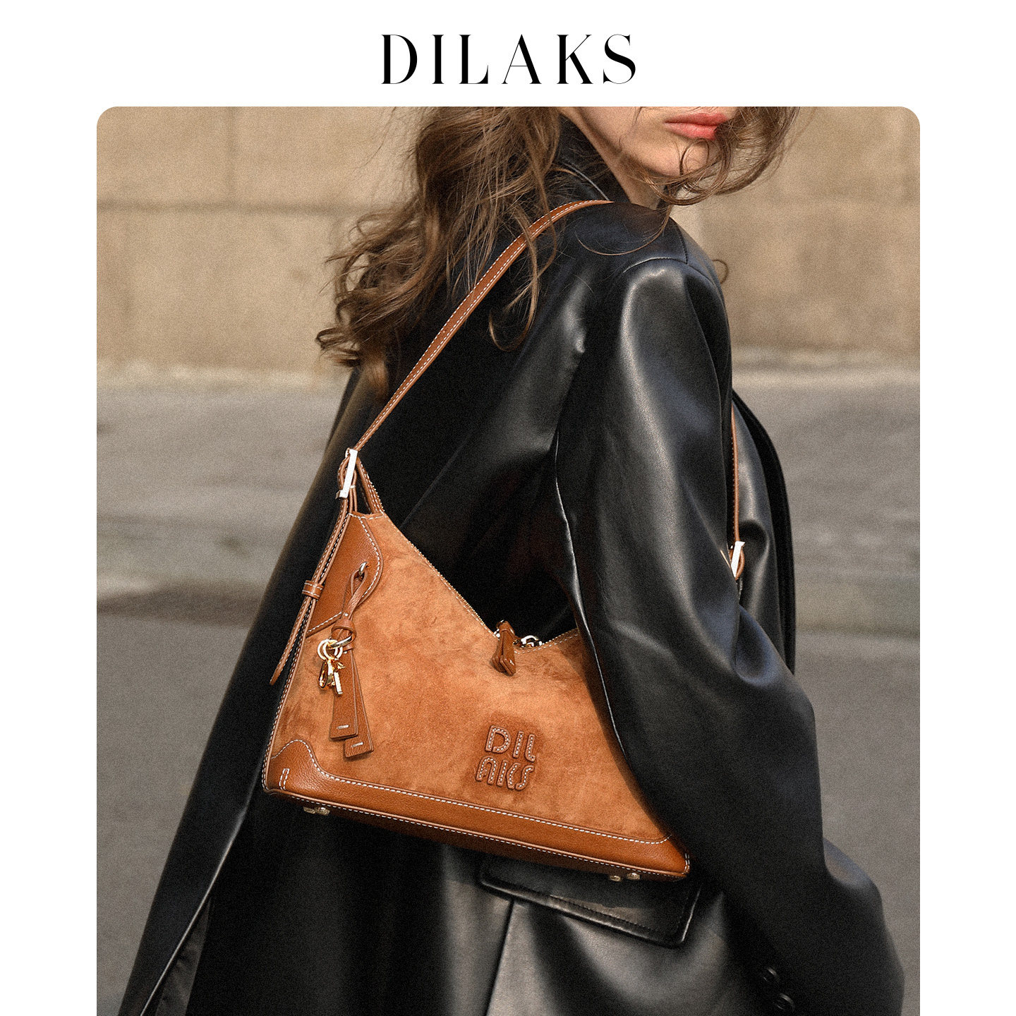 DILAKS迪莱克丝2025新款麂皮包包轻奢感羊皮hobo包通勤百搭单肩包,箱包皮具/热销女包/男包,单肩包,淘宝优惠券,粉丝福利购,淘宝优惠卷