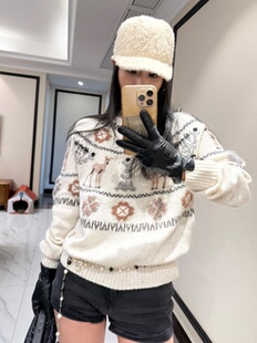 链接 VIP 无退换 氛围感小鹿羊毛羊绒混纺针织套头 12.25