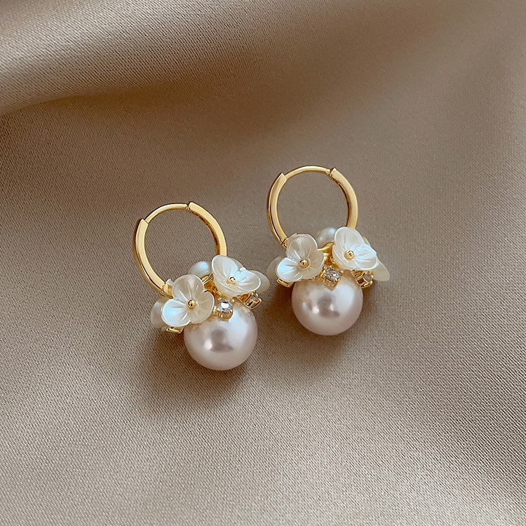 森系超仙花朵珍珠耳环耳扣女小众设计轻奢耳钉高级感复古气质耳饰,饰品/流行首饰/时尚饰品新,耳钉,淘宝优惠券,粉丝福利购,淘宝优惠卷