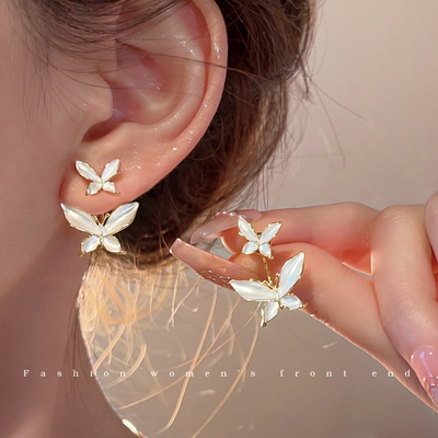 一款两戴_蝴蝶耳钉女小众设计高级感轻奢小巧耳环气质独特耳饰潮