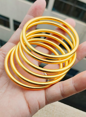 金店同款手环实心爆款越南仿沙金手镯女款素圈磨砂古法传承手饰