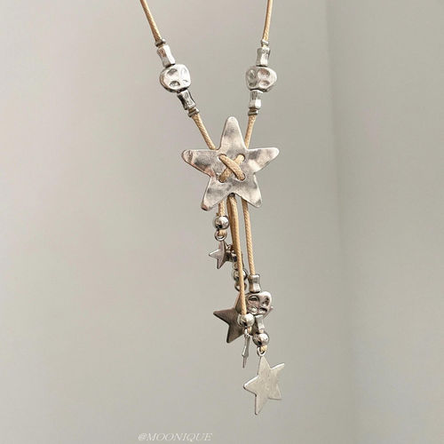 复古做旧星星流苏长款项链女波西米亚小众个性毛衣链甜酷百搭配饰