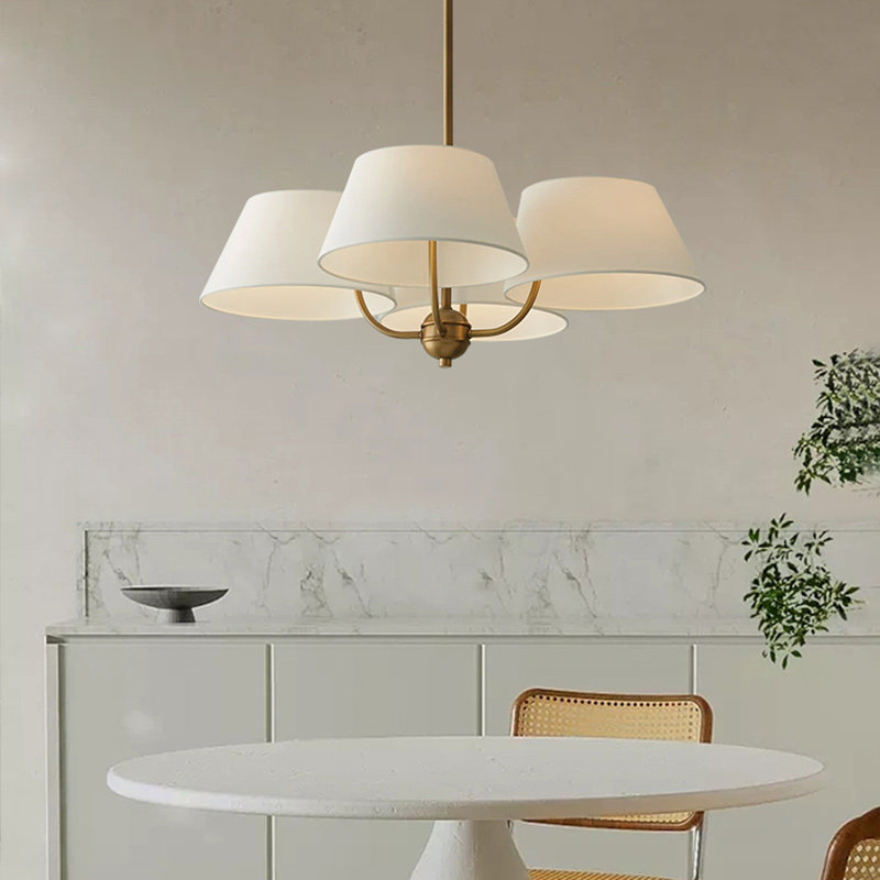 日式餐厅创意黄铜轻奢吊灯法式中古客厅奶油风灯具美式田园复古灯